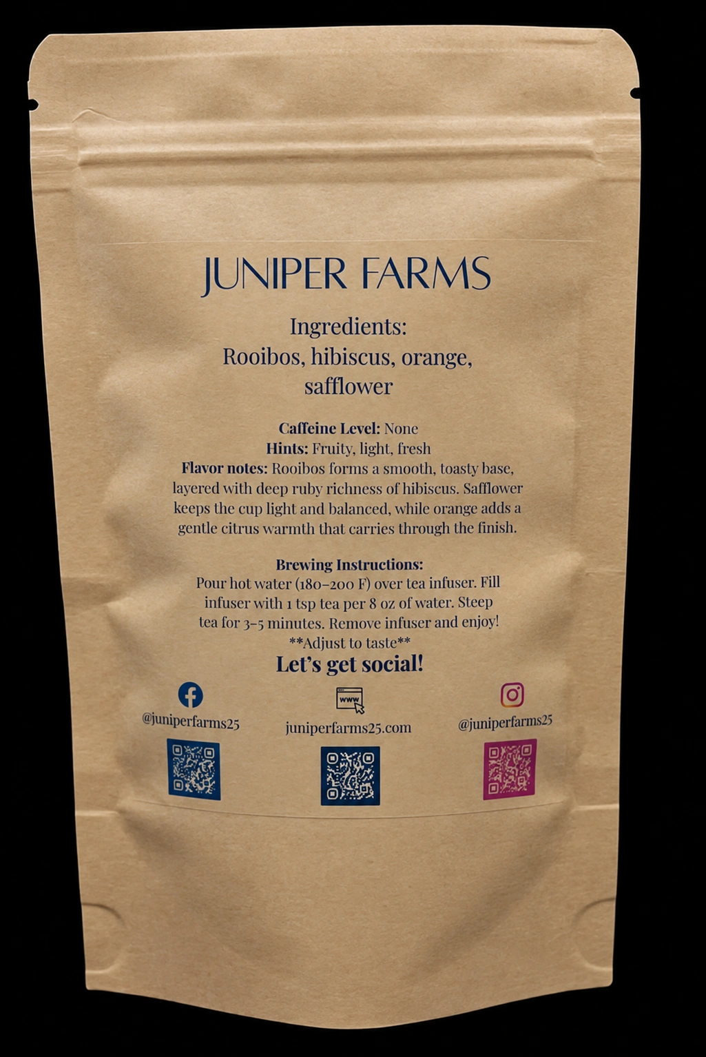 Back of a 2 oz Ruby Mountain loose-leaf tea pouch